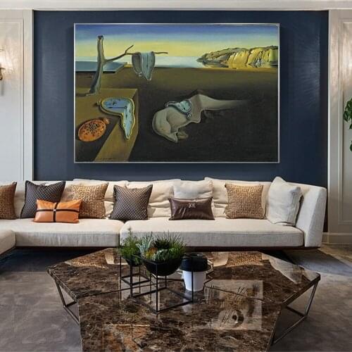 Famous Wall Paintings The Persistence of Memory Canvas Print on The Wall Art Posters and Prints for Living room Home Decoration