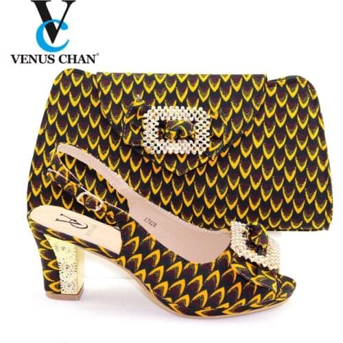 Latest Yellow Shoes and Bags Set Italian Sets 2020 Nigerian Shoes and Matching Bags African Women Wedding Shoes