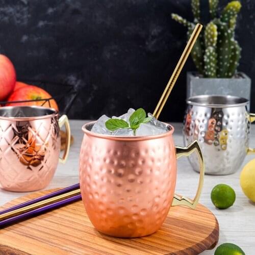 550ml Hammered Copper Plated Moscow Mule Mug Beer Cup Coffee Cup Mug Copper Plated Cocktail Cup Stainless Steel Coffee Cup