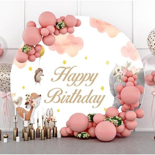 Laeacco Wild Animal Birthday Party Baby Shower Customized Round Circle Safari Photo Backdrop Photography Background Photo Studio