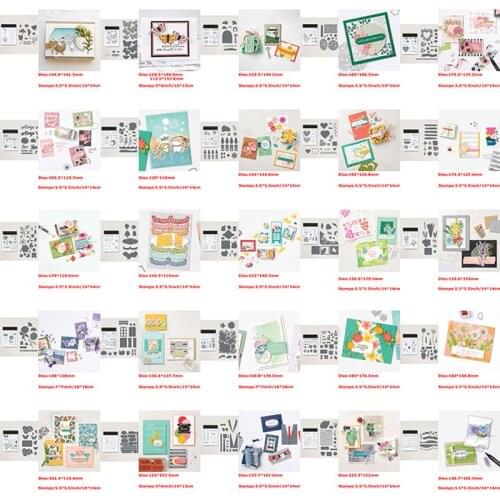 Metal Cutting Dies and Clear Stamps Mixed Floret Petals Lace Border Love Round Geometric Banner Butterflies Words DIY 2021 #1