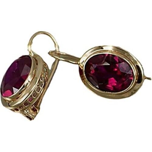 Fashionable Simple Fashion Red Oval Gemstone Hollow Long Ear Clip Earrings Modern Ear Clips Earring