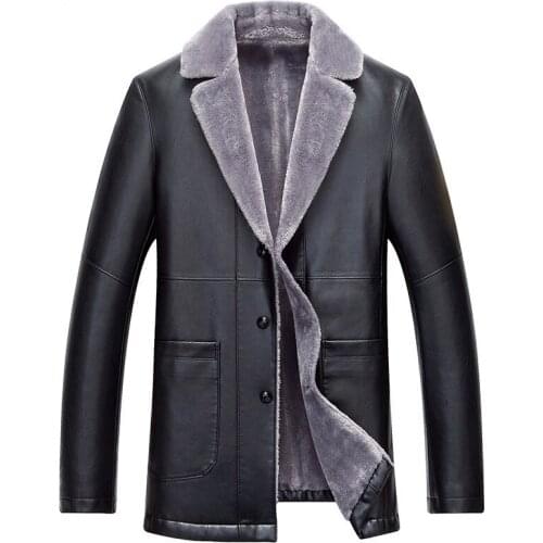 Mens Leather Jacket Fur Collar Man Coat Waterproof Mens Jackets Thick Winter Jacket Men Warm Coats Abrigo Hombre WXF468