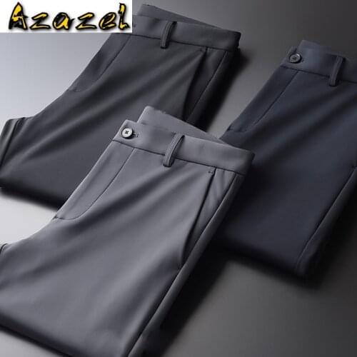 Azazel Autumn Winter Mens Pants Luxury Add Velvet Solid Color Casual Mens Trousers Fashion Slim Fit Male Pants Plus Size