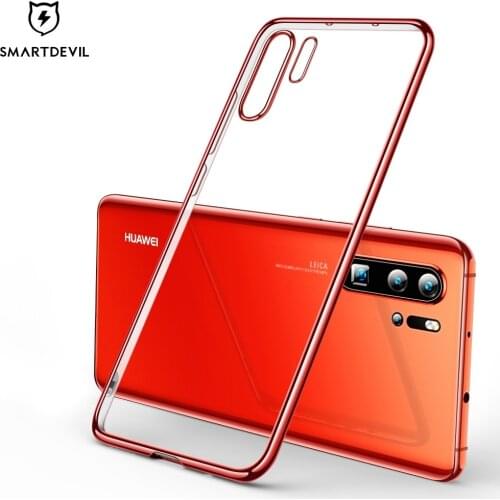 SmartDevil Soft Transparent Silicone Phone Case For Huawei P30 Pro Electroplated Back Cover With Camera Protector