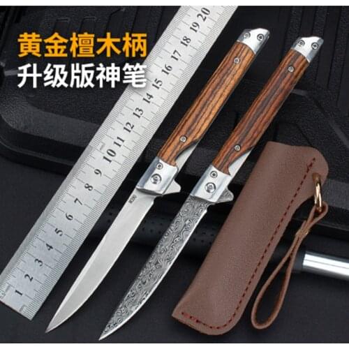 KESIWO L108 Damascus M390 Folding Blade Knife Wood Handle Pocket Outdoor Hunting Survival Tactical Camping Rescue EDC Knife