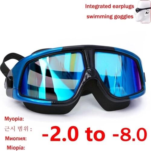 Swimming Goggles Silicone Large Frame Myopia Swim Glasses Comfortable Waterproof Anti-fog Men Women Swim Mask With Case