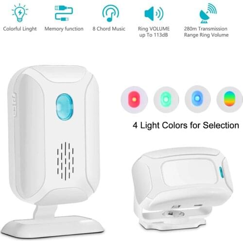 Shop Store Home Welcome Doorbell Door Chime Mailbox Alert Driveway Alarm Motion Sensor Detector Voice Reminder with Night Light