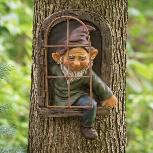 Resin Naughty Gnome Dwarf Garden Decoration Statue Old Man Bark Ghost Face Fairy Ornament Easter Outdoor Creative Props Crafts
