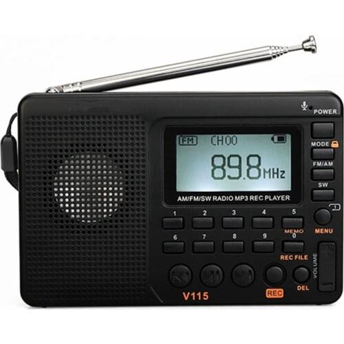 Professional radio Radio AM FM SW Pocket Radio Shortwave FM Speaker Support TF Card USB REC Recorder Sleep Time V-115