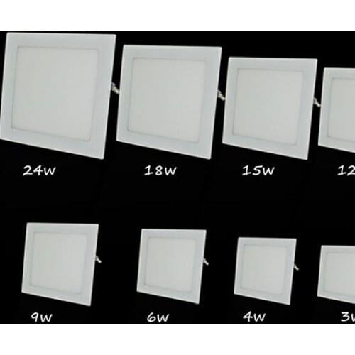 Ultra thin LED Downlight Dimmable Round Square panel lamparas 3W 6W 9W 12W 15W 18W 24W 240V 110V recessed lights Free shipping