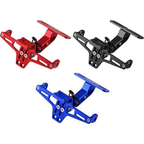 Universal Adjustable Motorcycle Aluminum License Number Plate Frame Holder Mount Bracket Tail with Led Light