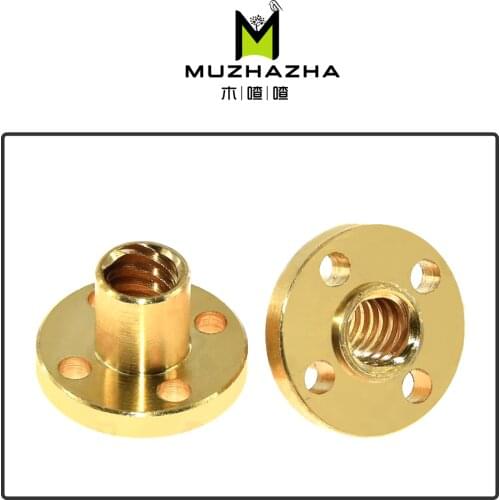 T8 Screw nut Brass 22mm Flange Nut For CNC 3D Printer Parts 8mm 4-Start Lead Screw 300mm long With Copper