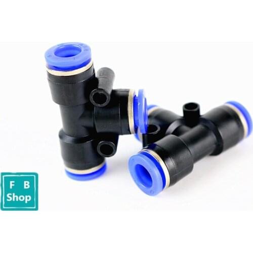 High Quality 5 Pcs/Lot Pneumatic Equal Tee Connector PE Plastic 0-10 bar Maximum Pneumatic Push Fittings