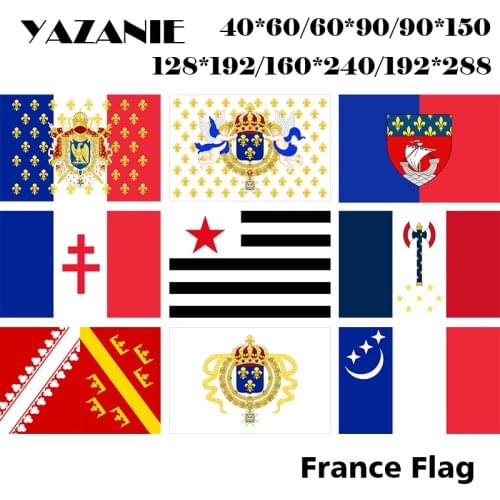 YAZANIE France Royal Standard Napoleon Flag France 1940-1944 Alsace 1643-1765 Ensign Region Paris Chief Breton Communist Flags