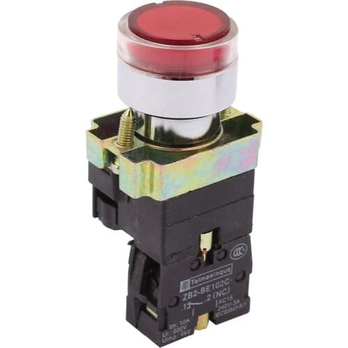 ZB2-BE102C 10A 600V Momentary NC Push Button Switch w LED Lamp