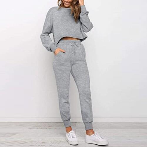 2 PCS Womens Autumn Tracksuits Drawstring Blouses +High Waist Pants With Pocket Warm Suits Plus Size Outsuit Pants Set Playsuit