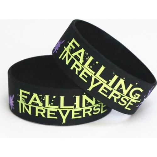 1PC 1" Wide Falling In Reverse Silicone Wristband For Music Fans Silicone Bracelets& Bangles Women Men Jewelry Gift SH097