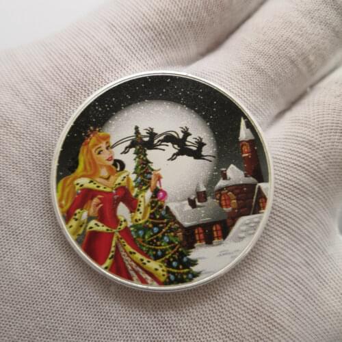 1 pcs Beautiful Lucky Christmas Princess Cartoon Silver Plated Commemorative Coin For Christmas Gifts And Tree Decorations