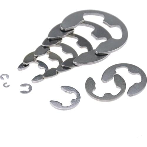 10PCS M9 M10 M12 M15 M16 GB896 304 Stainless Steel Circlip Sack Retainer E-type Buckle-shaped Split Washers Snap Ring