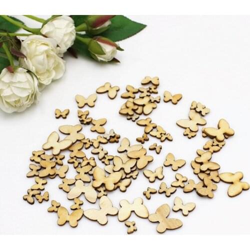 100/200PCS Wood Slices butterfly Blossom Art Wood DIY Crafts Scrapbooking Chip Cutouts Pendant Accessories Ornaments For Decorat