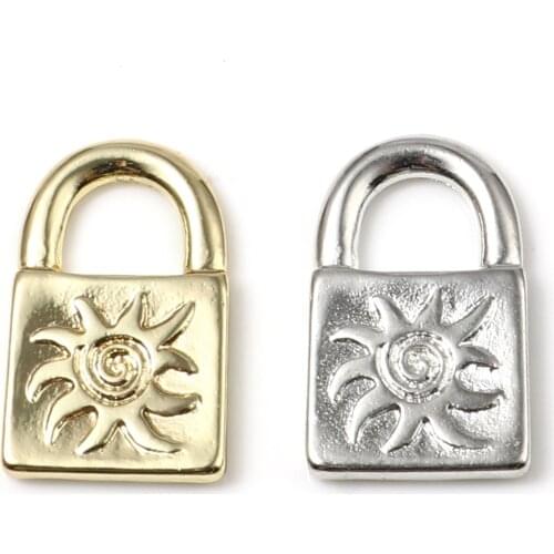 Punk Style Galaxy Sun Pattern Charms Lock Gold/Silver Color Metal Pendants DIY Making Party Necklace Jewelry 21mm x 13mm,20PCs