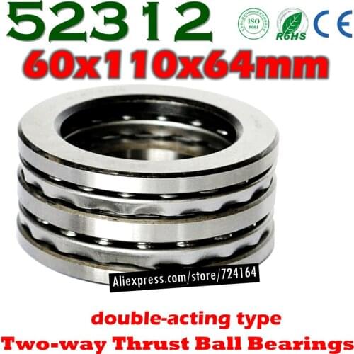 60x110x64 mm Two-way Thrust Ball Bearings 52312 Axial 52312M 38312 Plane 60*110*64 High quality Steel or brass cage Wholesale