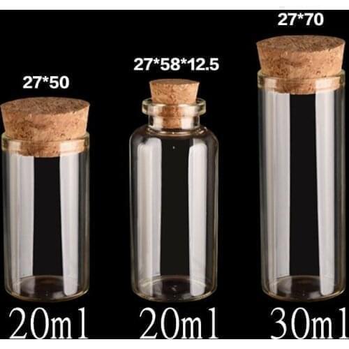 80pcs Test Tube Bottle Glass Jars Decoration DIY Containers Mini Cheap Message Vials Ornaments Cork Stopper Hot Sale Mason Jar