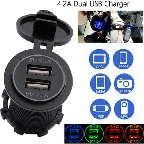 SMAUTOP 12V Car Dual USB Ports Charger Cigarette Lighter Socket Adapter Power Adaptor Car Electronics