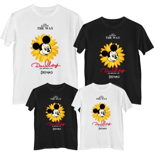 Disney Mickey Mouse T-shirt Daisy Fashion Comfortable 100% cotton Mens Woman T-shirts family clothes mother father and children