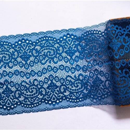 2Yards 21cm Wide Elastic Stretch Lace Trim Blue Bra Clothing Accessories Bra Sewing Lace Applique Lingerie Lace Fabric DIY Craft