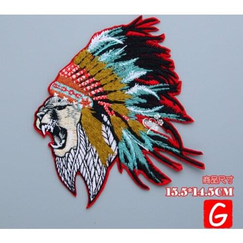 GUGUTREE embroidery big lion patch animal patches badges applique patches for clothing DX-18