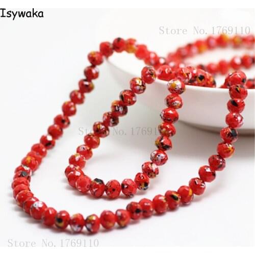 Isywaka Fashion 4x6mm 50pcs Rondelle Austria faceted Crystal Glass Beads Loose Spacer Round Beads for Jewelry Making No.22R6