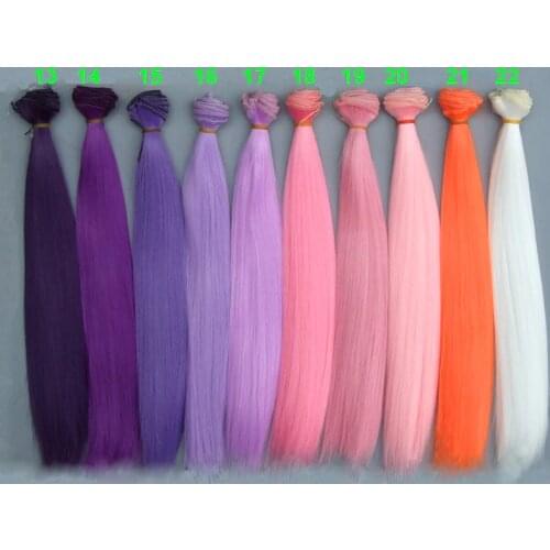 30cm long strraight doll hair Pink white brown purple color orange white color straight BJD doll Hair Treeses diy doll wigs