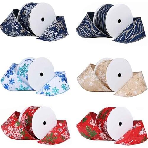6.3cm 10 Yards Christmas Ribbon for Decoration Wired Edge Ribbon Christmas Decoration DIY Sewing Christmas Crafts Gift Wrapping