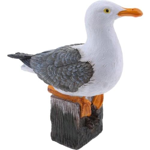 MagiDeal 1 Piece Seagull Sea Wild Bird Model Statue Figurine Crafts Figure Ornament Miniatures Garden Lawn Decor