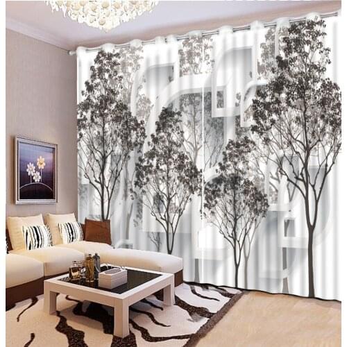 Fashion Customized custom curtains Modern style, pattern abstract tree 3D Curtain Bed room Living room Office Hotel Cortinas
