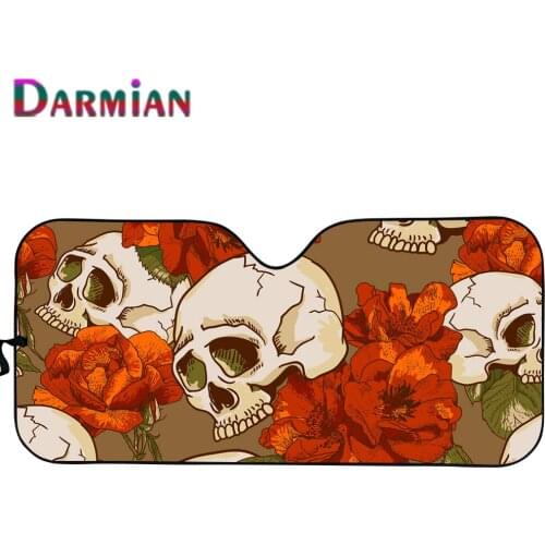 Fashion Skull and Flower Design Pattern Sunshade UV Protect for Auto Windshield Car Accessories Durable Visor Keep Vehicle Cool