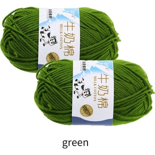 Milk Cotton 2Pcs/Set 100g Green Top Quality Baby Wool Hook Scarf Yarn Knitting Crochet Sewing Material Soft Handmade Home Craft