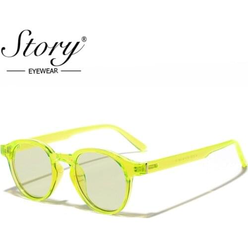 Story fashion candy color Hip hop round sunglasses women men 90S brand designer Green Blue frame ocean clear glasses S77059H
