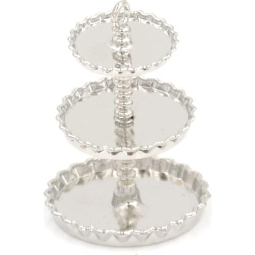 New Arrive 3 layer Metal Desserts Snack Rack Stand 1/12 Dollhouse Miniature Doll house Accessories High Quality