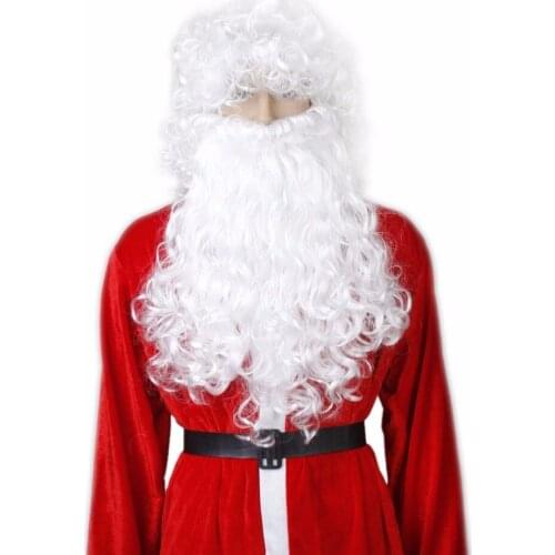 50cm Christmas Wizard Old Man White Curly Wigs Cosplay Lovely Father Santa Claus Beard Wig Man/Women/kid Fancy Dress Up