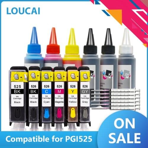 PGI-525 CLI-526 Refillable Ink Cartridges compatible for Canon PIXMA MG6150 MG5250 MG8150 MG8250 IP4850 IP4950 IX6550 PGI 525
