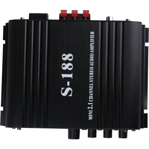 S-188 Mini Audio Power Amplifier 2.1 Channel Digital BT 40W*2+68W LCD Display with Remote Control Bass Treble Volume Control