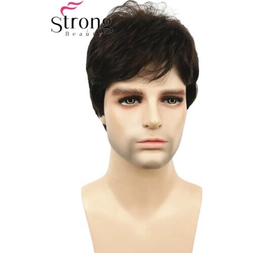 StrongBeauty Dark Brown Wig Mens Short Synthetic Hair Wigs COLOUR CHOICES