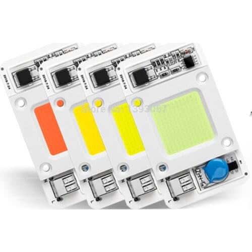 LED 50W COB Chip Bulbs AC 110V 220V Integrated Smart IC Driver Cool White Warm White Red Green Blue Yellow Pink Full Spectrum