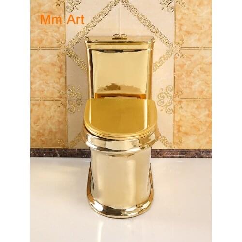European Style Artistic Golden One Piece Closestool Gravity Fluishing Washdown Toilet WC