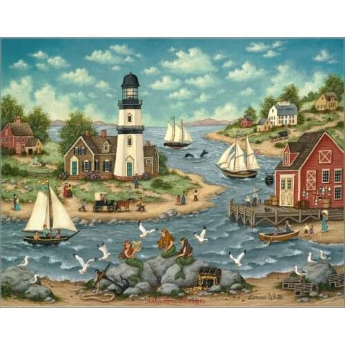 Embroidery Counted Cross Stitch Kits Needlework - Crafts 14 ct DMC Color DIY Arts Handmade Decor - Musical Mermaids