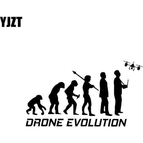 YJZT 15.5CM*8.6CM Drone Vinyl Decal Car Sticker "Drone Evolution" Black/Silver C3-0144