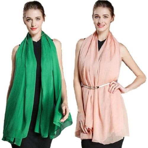 100% Silk Scarf Shawl Women Beach Sunscreen Cape Cycling Wraps Ultrathin Transparent Comfortable Breathable 193*138CM